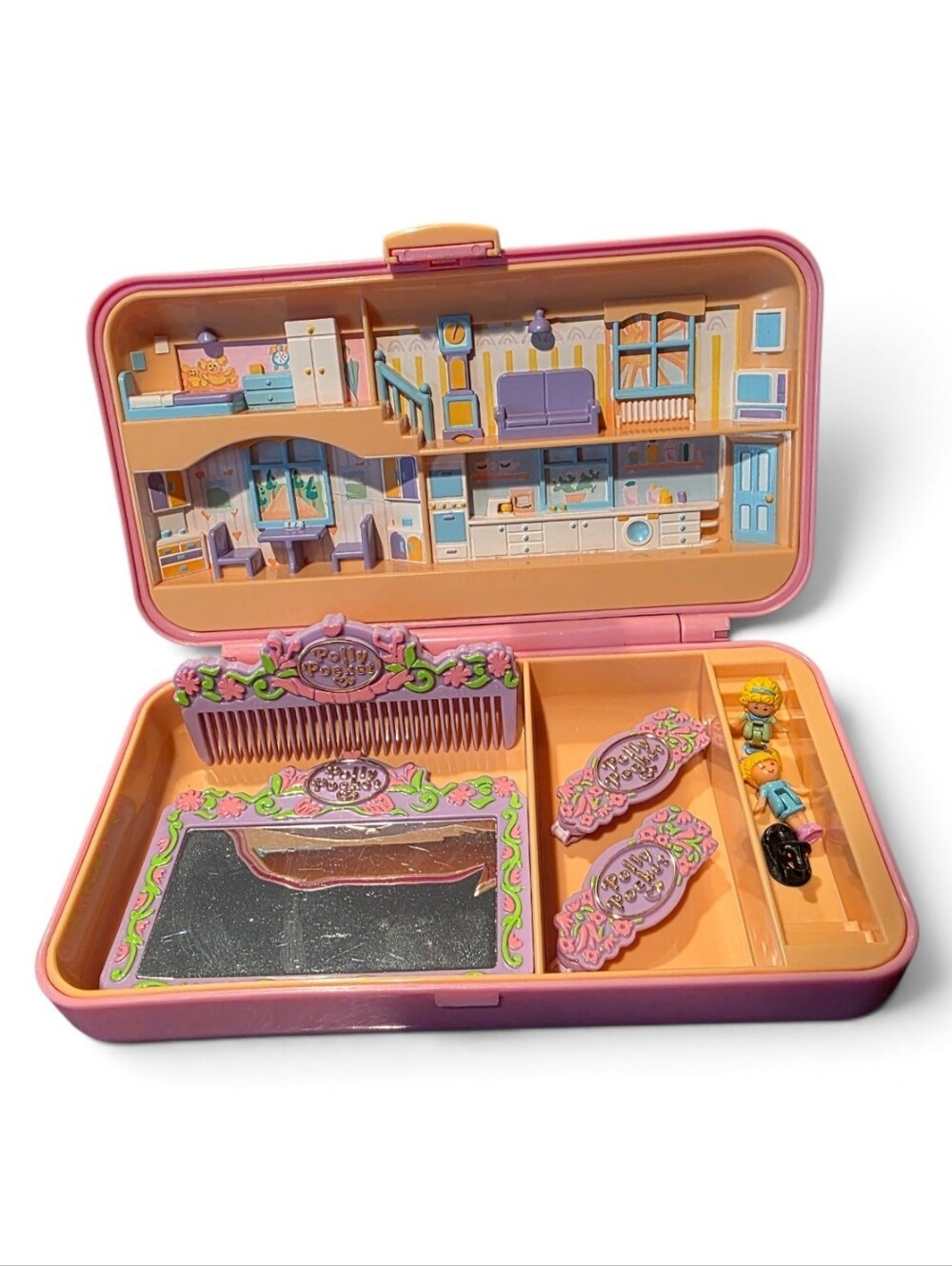 Vintage Polly Pocket Pretty Hair Pink Playset 1990 Bluebird Complete Set